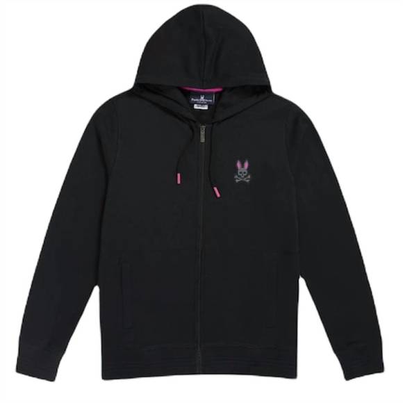 NEW PSYCHO BUNNY men's drake full zip hoodie in black - Picture 3 of 4